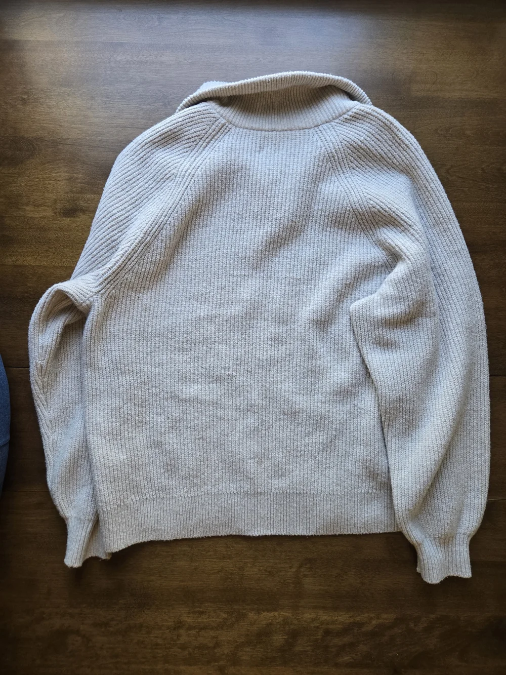 Aerie Cropped Sweater Tan Ribbed Knit Long Sleeve Cozy Size L - Picture 3 of 5